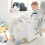 Кутия за Играчки  с Колелца за Бутане, Дървена, Бяла, 38х45х54 см.