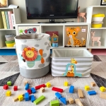 Кутия за Съхранение на Играчки, Дрехи, Козметика, Сгъваема, с Удобни Дръжки, за Детска стая, Спалня, Дневна - Жираф