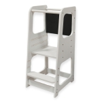 Монтесори Кула, Образователно Столче с Черна Дъска и Регулируема Височина, Бяла, за Деца от 1-4 години