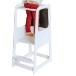 Монтесори Кула, Образователно Столче с Черна Дъска и Регулируема Височина, Бяла, за Деца от 1-4 години