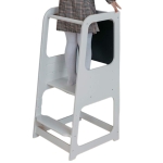 Монтесори Кула, Образователно Столче с Черна Дъска и Регулируема Височина, Бяла, за Деца от 1-4 години