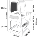 Монтесори Кула, Образователно Столче с Черна Дъска и Регулируема Височина, Бяла, за Деца от 1-4 години