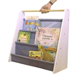 Преносима Детска Етажерка за Книги , Обзавеждане за Детска Стая, Бяло, Сиво