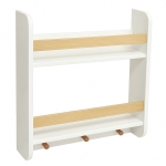 Стенна Детска Етажерка  – Бяла, с Рафтове и Закачалки