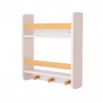 Стенна Детска Етажерка  – Бяла, с Рафтове и Закачалки