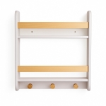 Стенна Детска Етажерка  – Бяла, с Рафтове и Закачалки