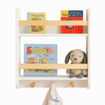 Стенна Детска Етажерка  – Бяла, с Рафтове и Закачалки
