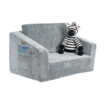 Детски Разтегателен Диван BONO, Плюшен, Мек, от Пяна - 2 в 1 за Сядане и за Сън, Сив