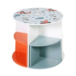 Детска Дървена Маса, Кръгла с 4 Стабилни Столчета, Комплект с Компактен Дизайн - DOGS