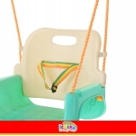 Детска люлка 3 в 1 на въжета за дом и градина, с облегалка и предпазни колани, до 30 кг, тюркоазено-бежова