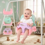 Детска Люлка 3в1 Розово   Зелена  Седалка с Колани за Безопасност за Дом И Градина