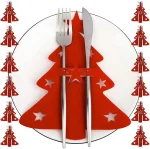 Коледни подложки за прибори, Коледен комплект калъфи от филц за Коледна трапеза