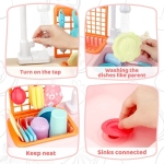Голяма мивка 40см с ТЕЧАЩА вода, кошница за отцеждане, пристройка за закачане на прибори и много кухненски прибори, Розова