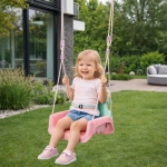 Детска Люлка 3в1 Розово   Зелена  Седалка с Колани за Безопасност за Дом И Градина