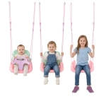 Детска Люлка 3в1 Розово   Зелена  Седалка с Колани за Безопасност за Дом И Градина