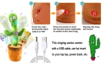 Танцуващ кактус с USB зареждане, пее, свети, записва и говори