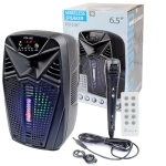 Преносима LED Караоке Тонколона, с Bluetooth, Micro SD, USB, FM радио, LED светлина, Черна