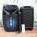 Преносима LED Караоке Тонколона, с Bluetooth, Micro SD, USB, FM радио, LED светлина, Черна