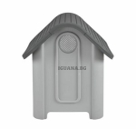 Къща за кучета 75х59х66см, кучешка колибка сива с черен покрив, пластмаса