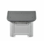 Къща за кучета 75х59х66см, кучешка колибка сива с черен покрив, пластмаса