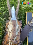 Ловен нож BROWNING с дървена дръжка + калъф естествена кожа, ножове за лов, къмпинг, риболов, MADE in SPAIN