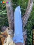 Ловен нож BROWNING с дървена дръжка + калъф естествена кожа, ножове за лов, къмпинг, риболов, MADE in SPAIN