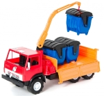 ГОЛЯМ камион с кран и контейнери за боклук KAMAZ, 2 цвята, 40x20x24см, КАМАЗ, ORION, Украйна