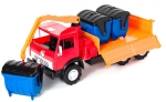 ГОЛЯМ камион с кран и контейнери за боклук KAMAZ, 2 цвята, 40x20x24см, КАМАЗ, ORION, Украйна