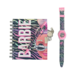 Подаръчен комплект BARBIE 6 части - дневник с катинарче, печат, гума, мастилница, химикал и часовник Барби