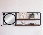 Метална етажрка за стена с огледало и два рафта, 50x10x19 см