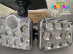 Соларна лампа със сензор, Регулируема, ВОДОУСТОЙЧИВА, 138 LED светодиода, 3 режима, 2400 mAh батерия, 3 източника на осветление, Черен | IGUANA.BG