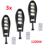 КОМПЛЕКТ 3бр.Соларна LED лампа, със стойкa и дистанционно, DRAGON, 1200W