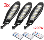 КОМПЛЕКТ 3бр.Соларна LED лампа, със стойкa и дистанционно, DRAGON, 1200W