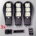 КОМПЛЕКТ 3бр. Соларна LED лампа, със стойкa и дистанционно, 900W
