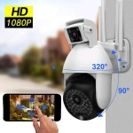 ДВОЙНА Smart Камера, Водоустойчива Wi-Fi Full HD 1080P, Два Обектива + АУДИО