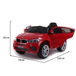 Акумулаторен джип BMW X6M Червен, 12V с меки гуми, кожена седалка и отварящи се врати | Iguana.bg