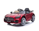 Лицензирана Акумулаторна кола Mercedes Benz GT R Червен металик, 12V с кожена седалка и меки гуми | Iguana.bg