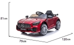 Лицензирана Акумулаторна кола Mercedes Benz GT R Червен металик, 12V с кожена седалка и меки гуми | Iguana.bg