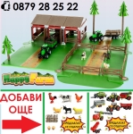 Детска ферма с 3 животни, 2 трактора с ремаркета и сгради 102 части | Iguana.bg