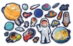 Магнитна игра Космос, 89 елемента, настолна образователна игра с магнитна дъска, DODO