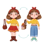 Магнитна игра Модно Момиче, 32 елемента, настолна образователна игра с магнитна дъска, DODO