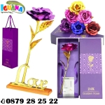Златна роза 24 карата покритие със стойка LOVE