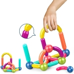 Магнитен конструктор с топчета и пръчки, 42 части, Magnetic Sticks - BIG SIZE