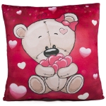 Възглавница мече с букет от сърца 34х34см