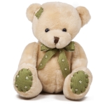 Меченце с панделка и кръпка Кафяво мече със зелена панделка, 20см