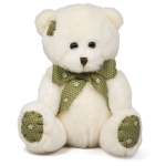 Меченце с панделка и кръпка Бяло мече със зелена панделка, 20см