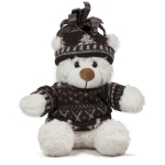 Мече с шапка и пуловер Бял, 15см