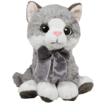 Плюшено коте с панделка Сив, 17см със звук