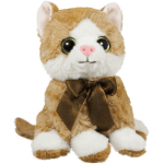 Плюшено коте с панделка Кафяв, 17см със звук