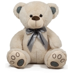 Мече с двойна панделка 40см в два цвята